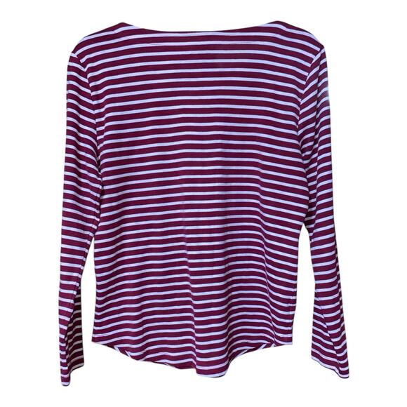 Loft Red Stripe Long Sleeve Tee With Decorative Red Buttons size Large - Picture 2 of 6